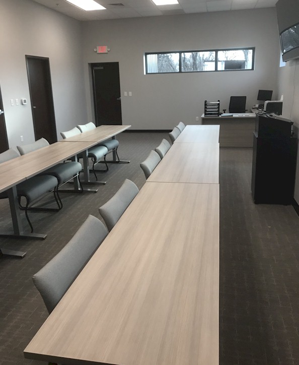 Barr-Nunn Charlotte, NC truck terminal building new driver training room chairs, desks, and podium