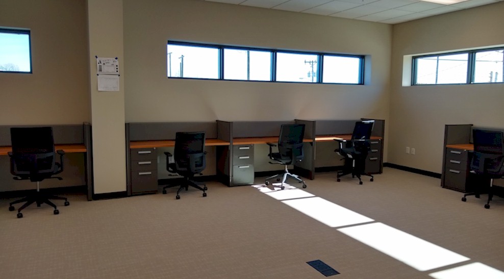 Barr-Nunn Charlotte, NC truck terminal building showing office cubicles chairs and desks