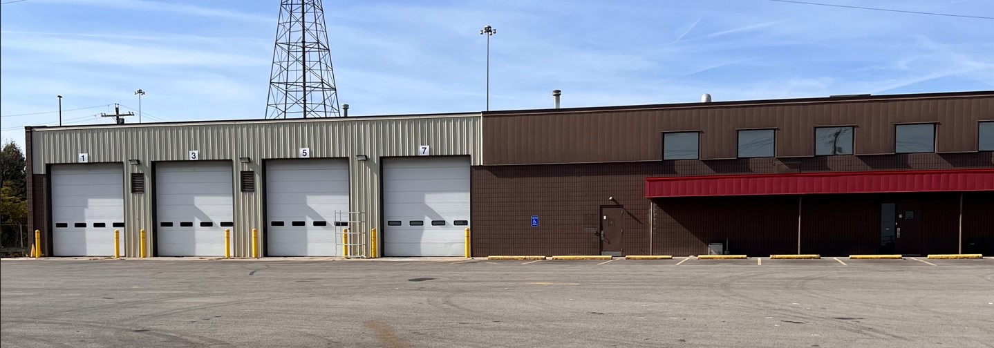 Barr-Nunn Columbus, OH truck terminal building showing main driver entrance during the day