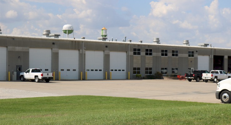 Barr-Nunn Des Moines, IA area truck terminal building shown showing  company truck service bays