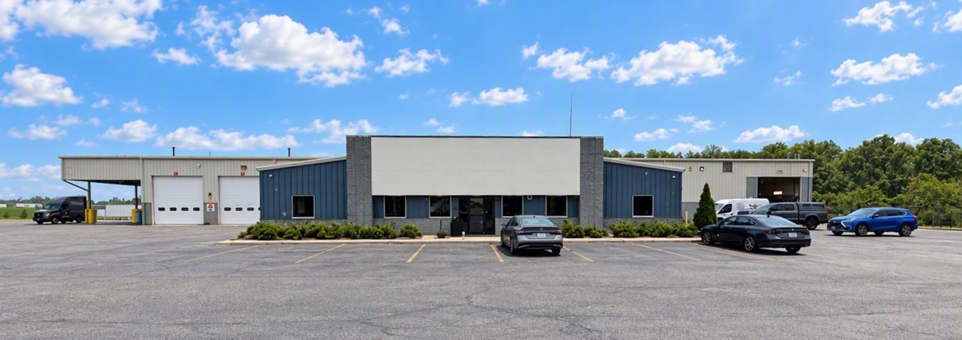 Barr-Nunn Shippensburg, PA truck terminal building exterior showing main entrance, company sign, and service bays